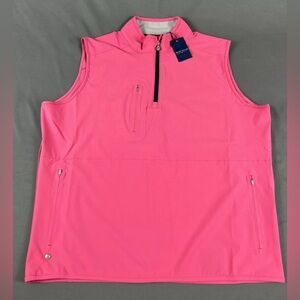 Peter Millar Golf Vest Crown Crafted 1/4 Zip XL Begonia Pink Polyester Spandex